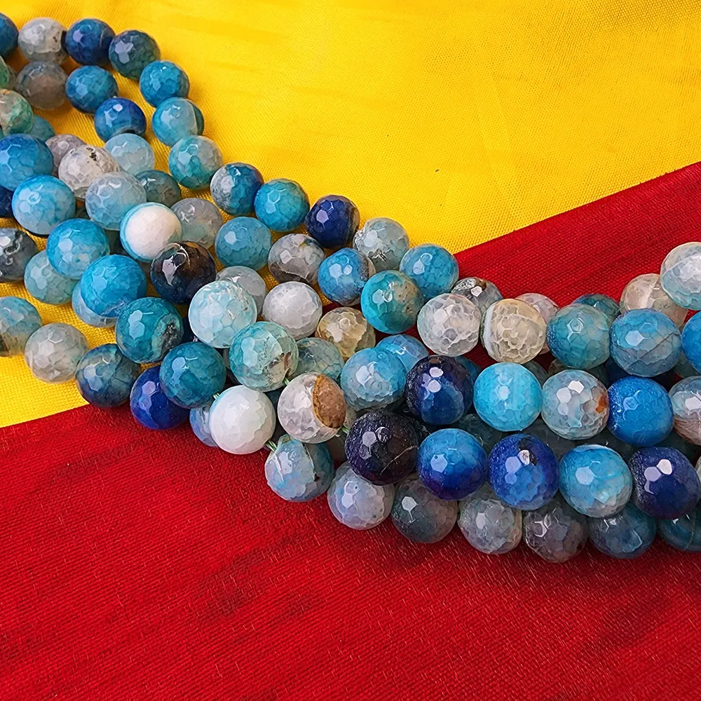 10 MM ROUND FACETED AUTHENTIC ONYX BEADS FOR JEWELLERY MAKING ABOUT 15" LINE, APPROX 34~37 BEADS