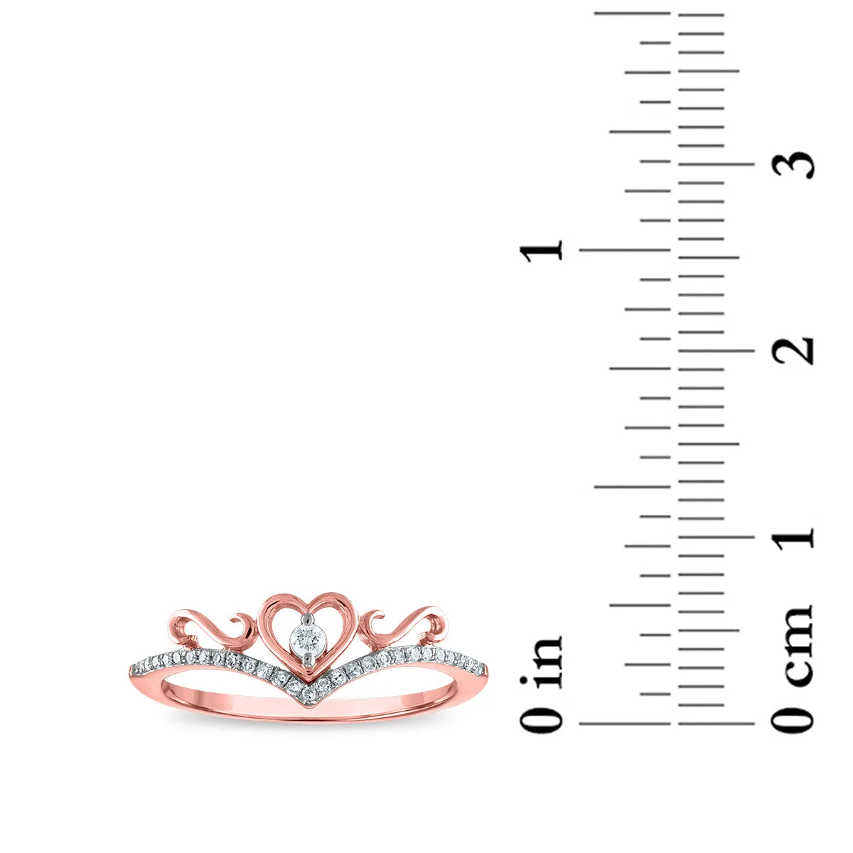 1/10 CTW Diamond Heart Tiara Crown Ring in 10KT Rose Gold