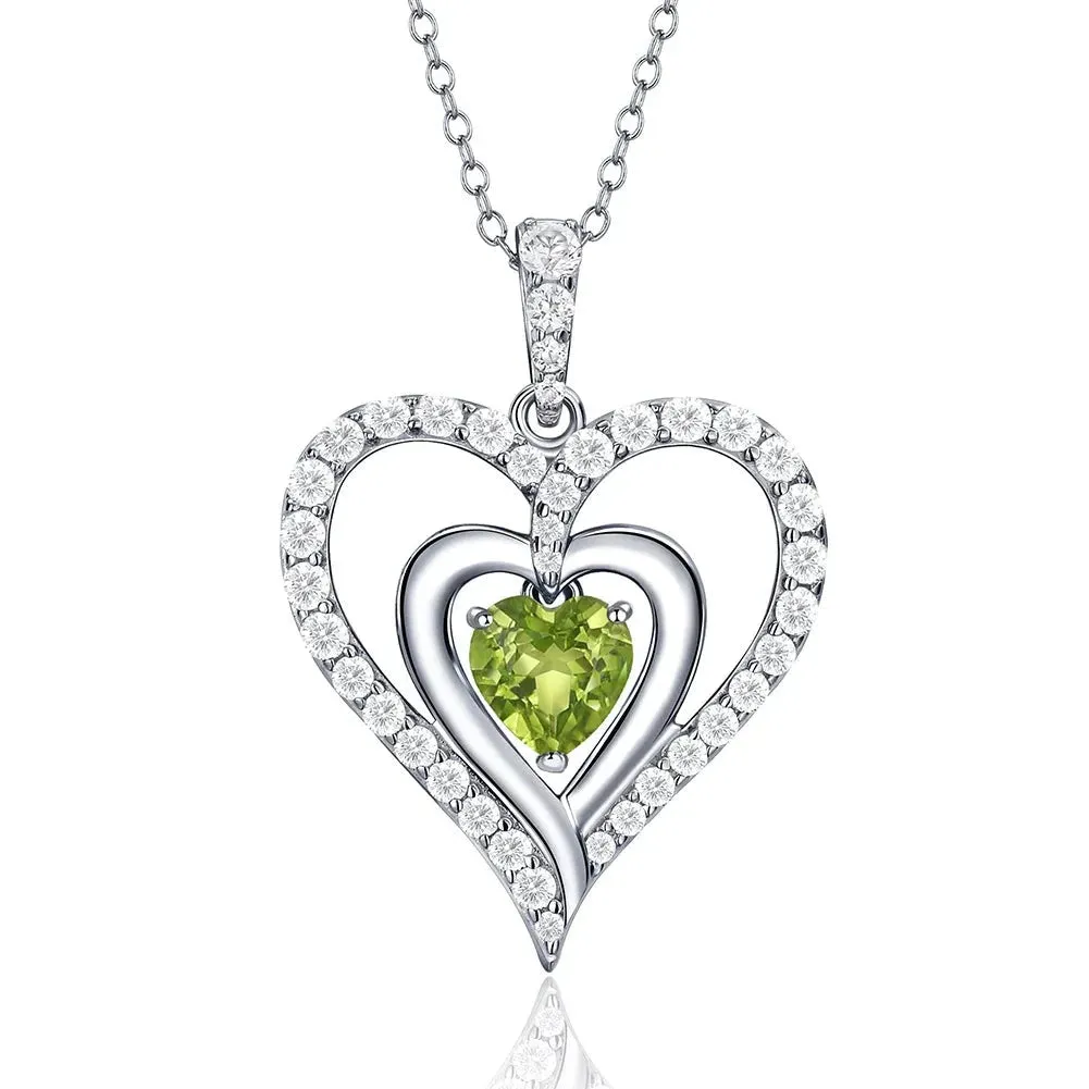 12 Birthstone Gemstone Heart-shaped Necklace