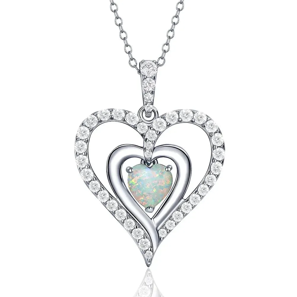 12 Birthstone Gemstone Heart-shaped Necklace