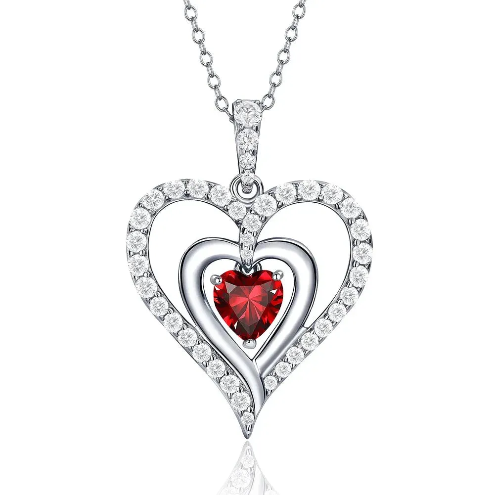 12 Birthstone Gemstone Heart-shaped Necklace