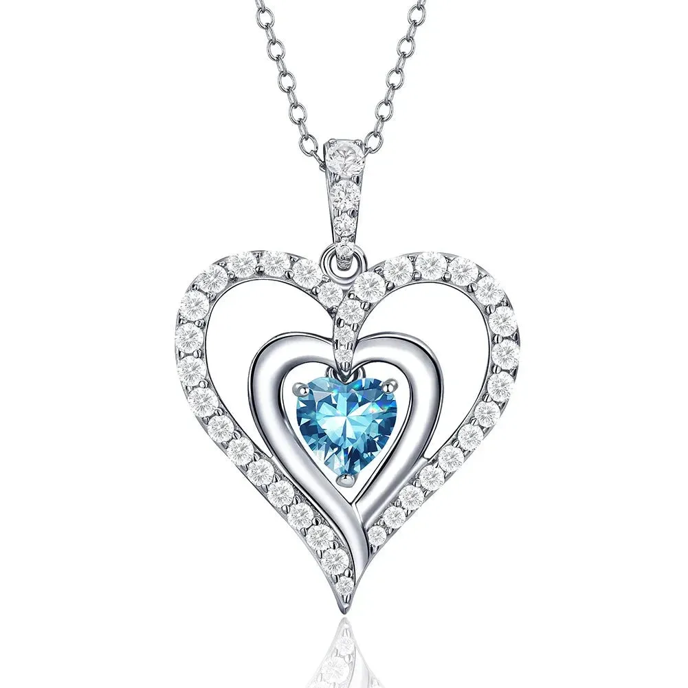 12 Birthstone Gemstone Heart-shaped Necklace