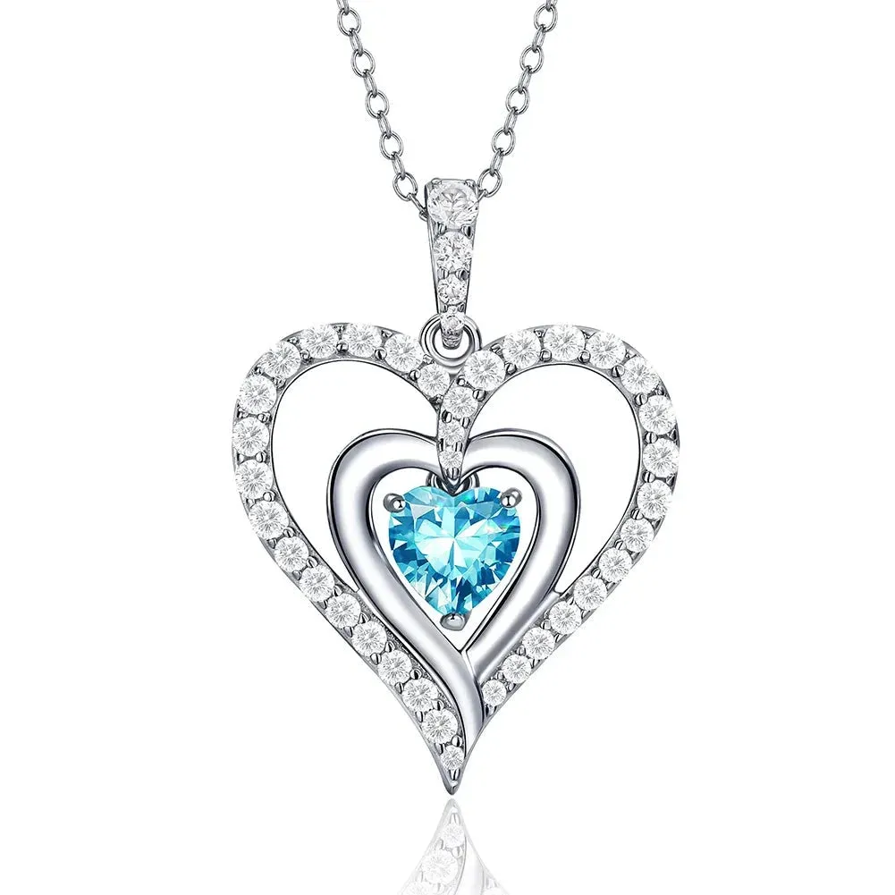 12 Birthstone Gemstone Heart-shaped Necklace