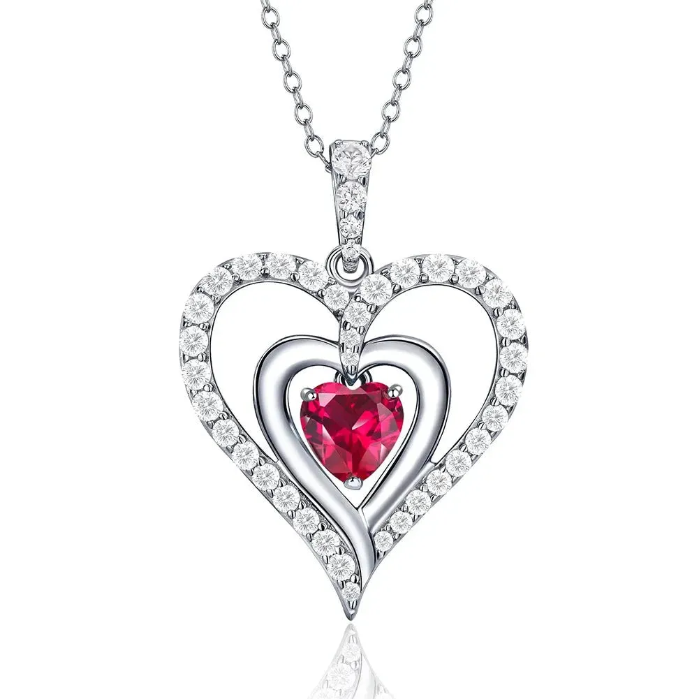 12 Birthstone Gemstone Heart-shaped Necklace