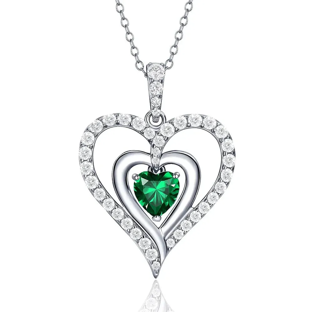 12 Birthstone Gemstone Heart-shaped Necklace