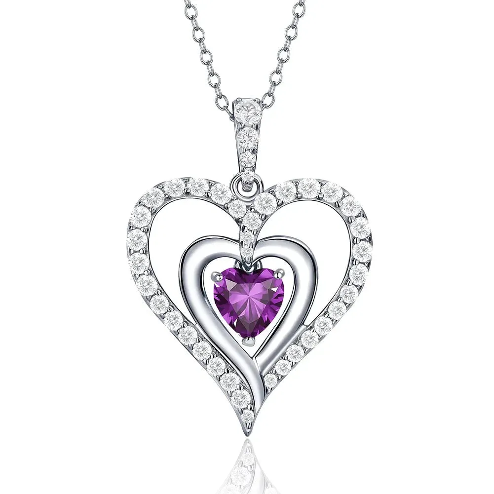 12 Birthstone Gemstone Heart-shaped Necklace