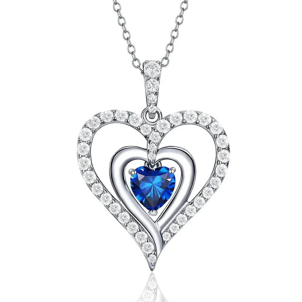 12 Birthstone Gemstone Heart-shaped Necklace