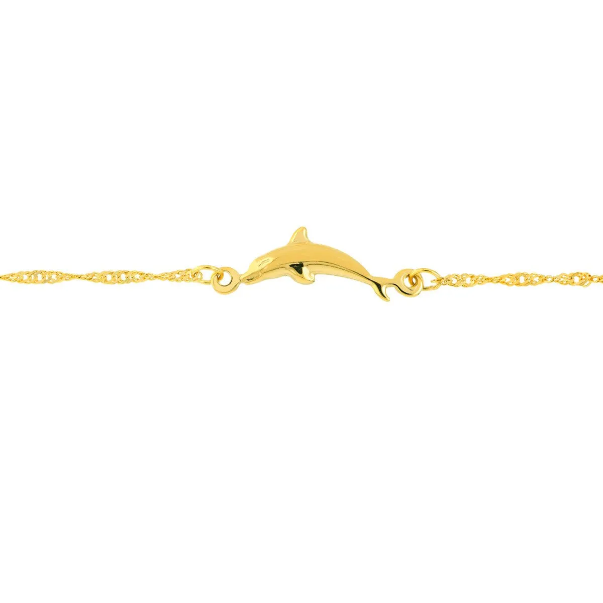 14K Gold Dolphin Trio Adjustable Anklet