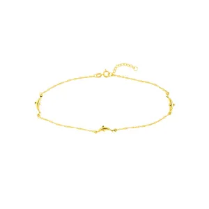 14K Gold Dolphin Trio Adjustable Anklet