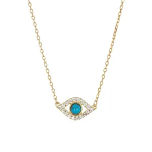 14k Gold Plated Evil Eye Charm Necklace