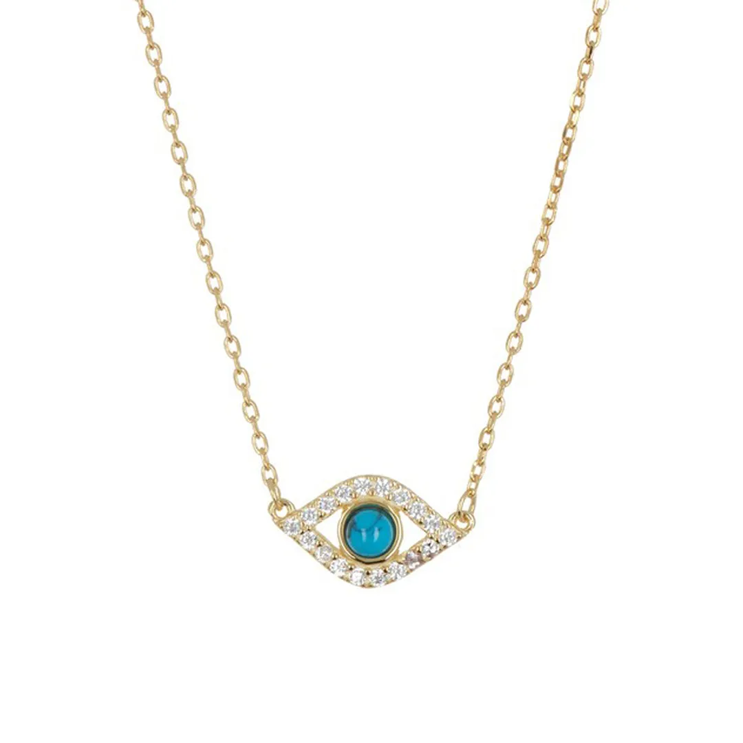 14k Gold Plated Evil Eye Charm Necklace