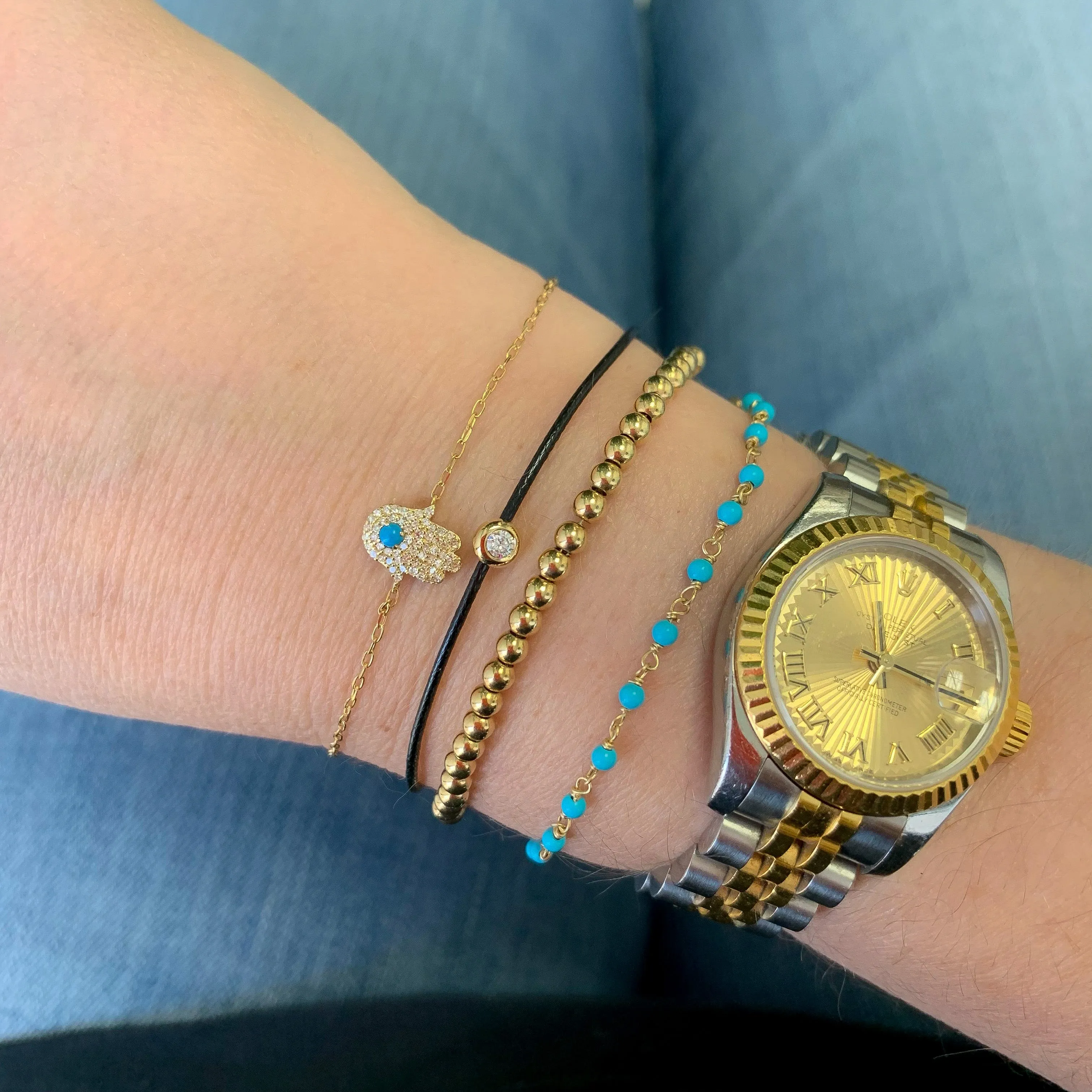 14K Gold Turquoise Bead Bracelet