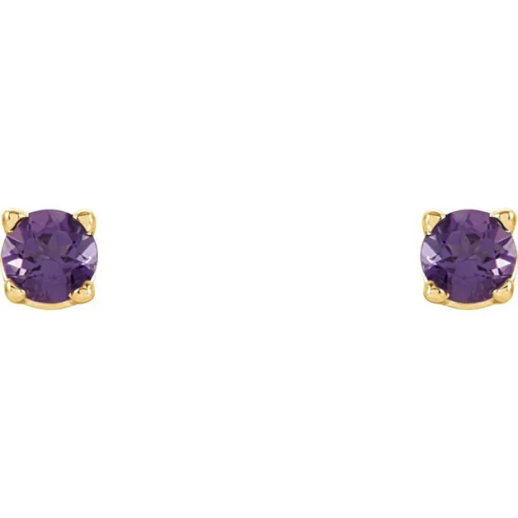 14K Yellow 2.5 mm Natural Amethyst Stud Earrings