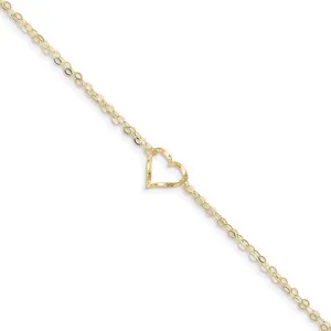 14k yellow Gold Double Strand Heart Anklet