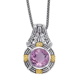 14Kt/Silver, Diamond and Amethyst Pendant (141PD109710)