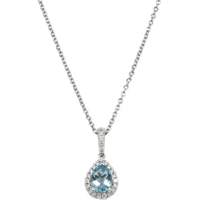 18ct White Gold Aquamarine & Diamond Mini Sierra Pendant