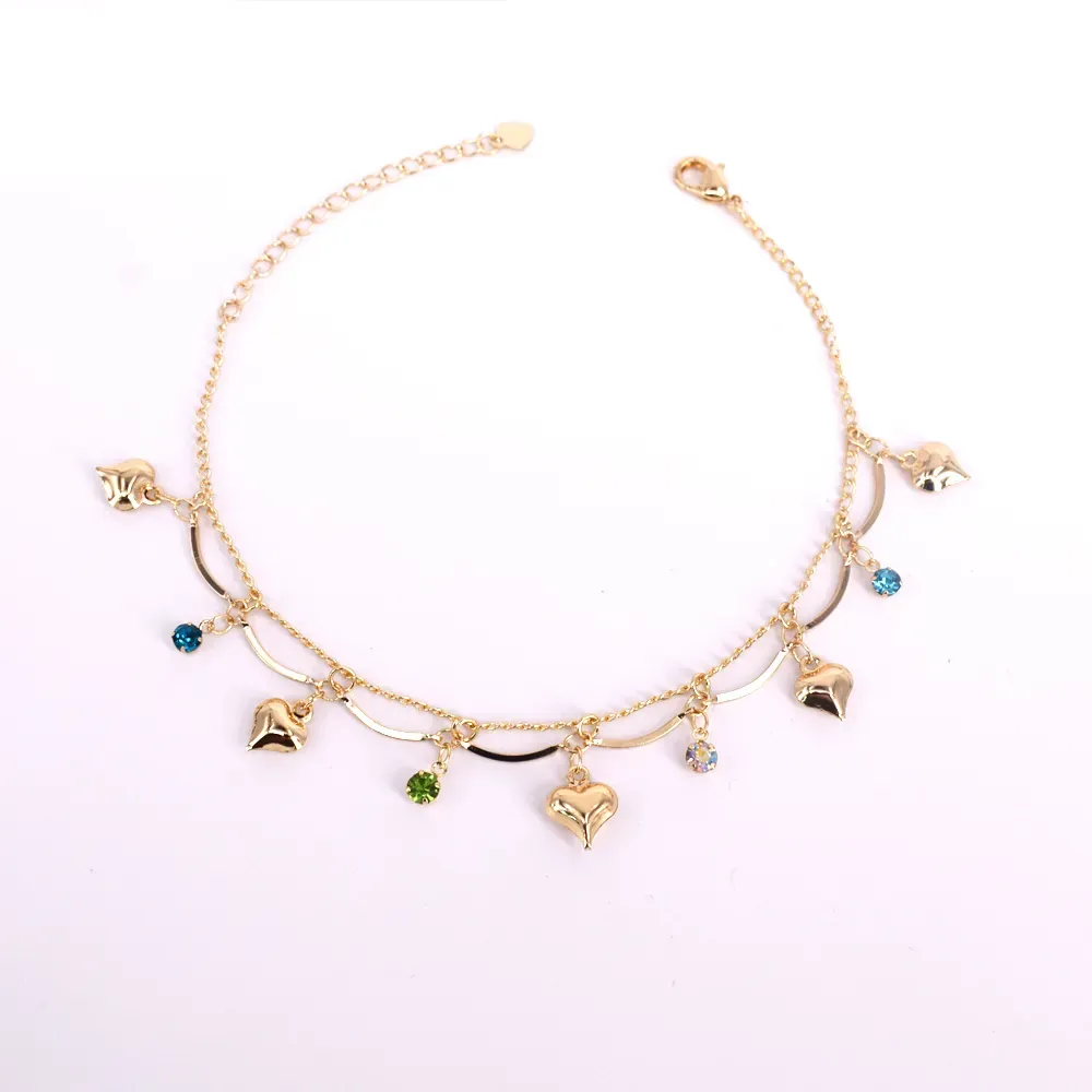 18K Gold-Filled Heart Anklet For Women