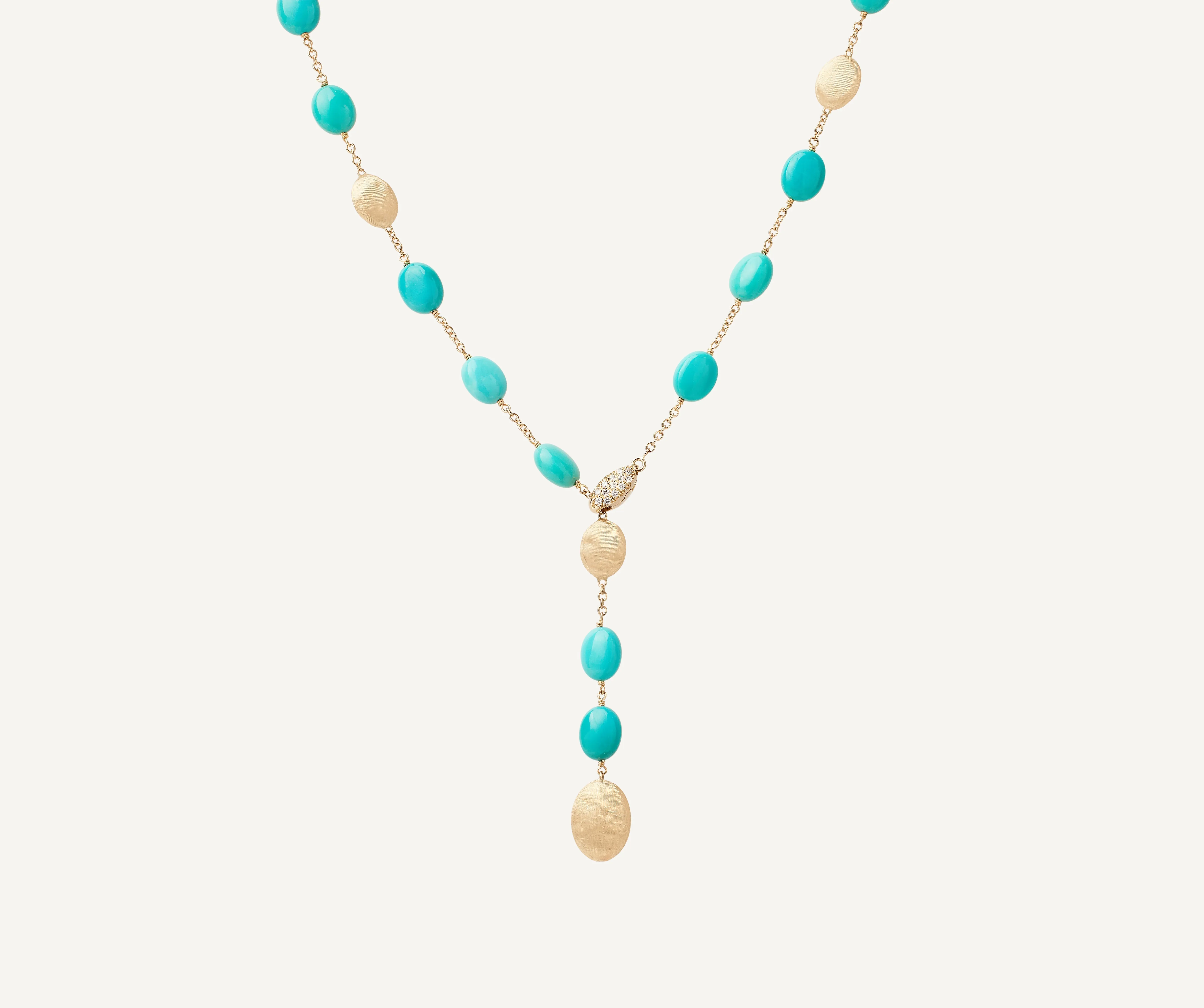 18K Yellow Gold Lariat with Turquoise