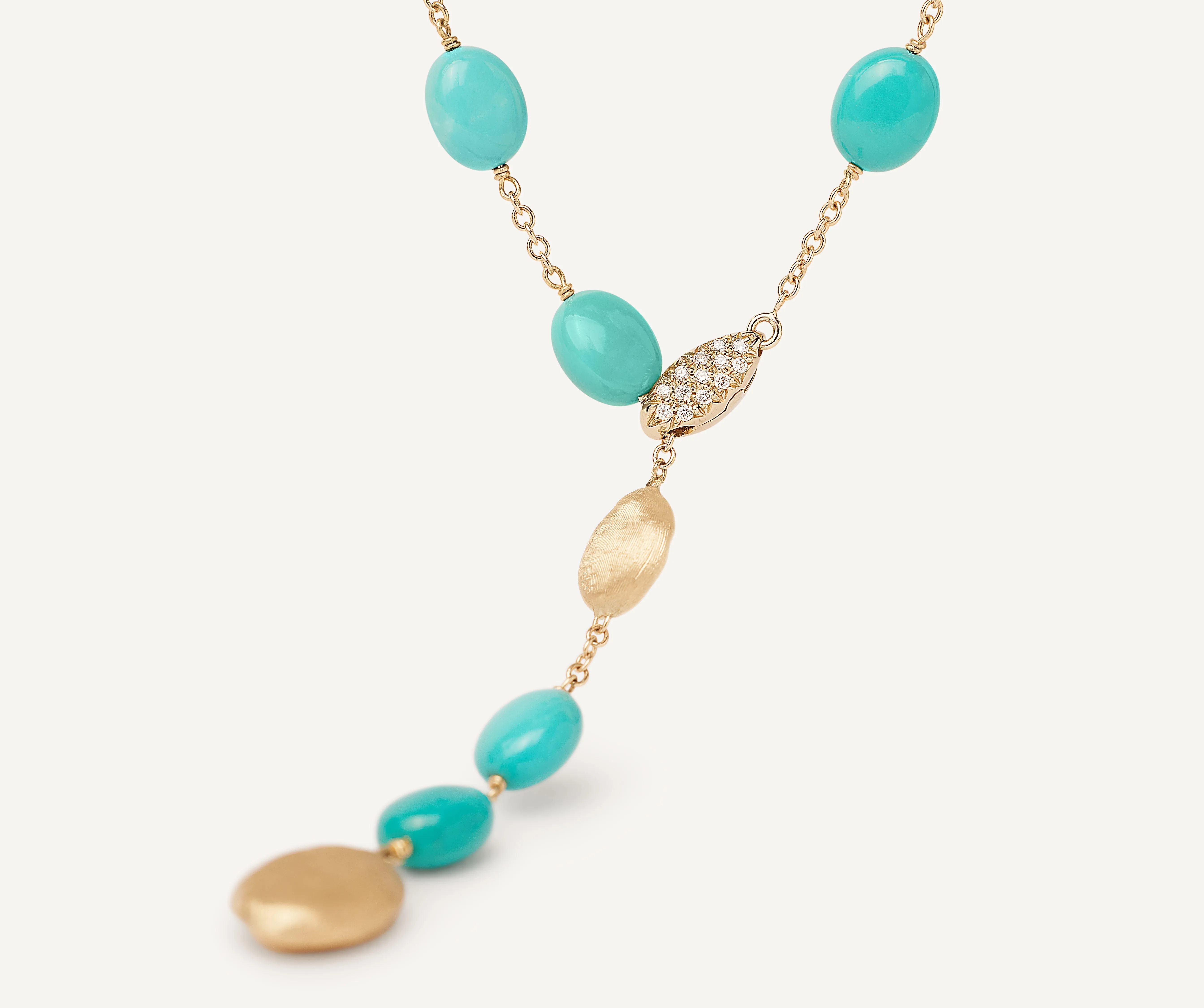 18K Yellow Gold Lariat with Turquoise