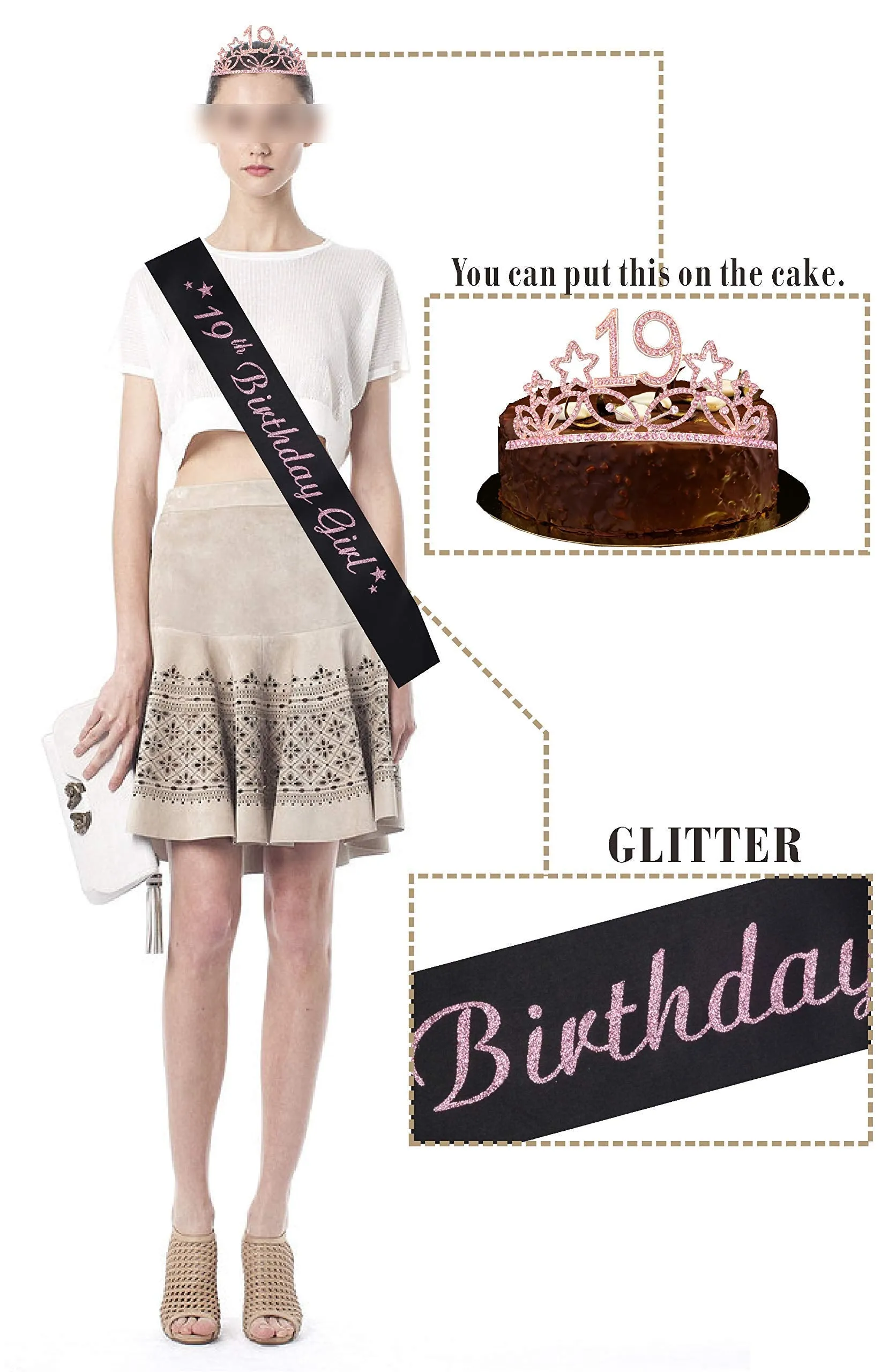 19th Birthday, 19th Birthday Gifts, 19th Birthday Sash and Crown, 19th Birthday Crown