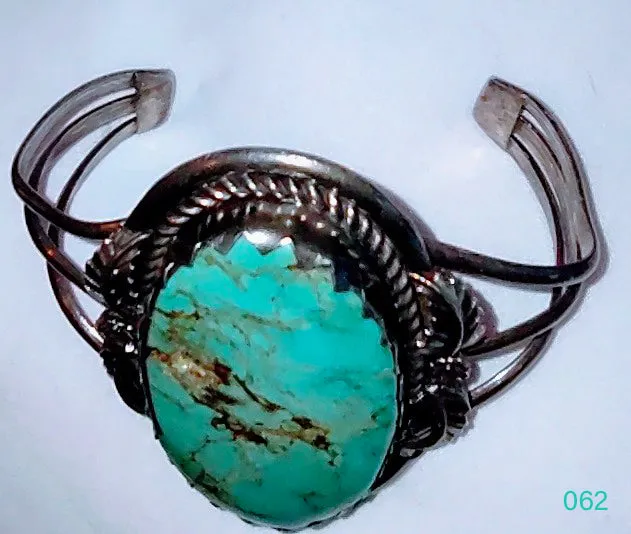 2 1/2" by 3 1/2" Sterling Silver Turquoise Bangle Bracelet