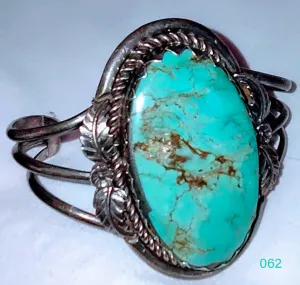 2 1/2" by 3 1/2" Sterling Silver Turquoise Bangle Bracelet