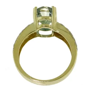 3.2 Carat 14K Solid Yellow Gold Ring Natural Diamond Green Amethyst