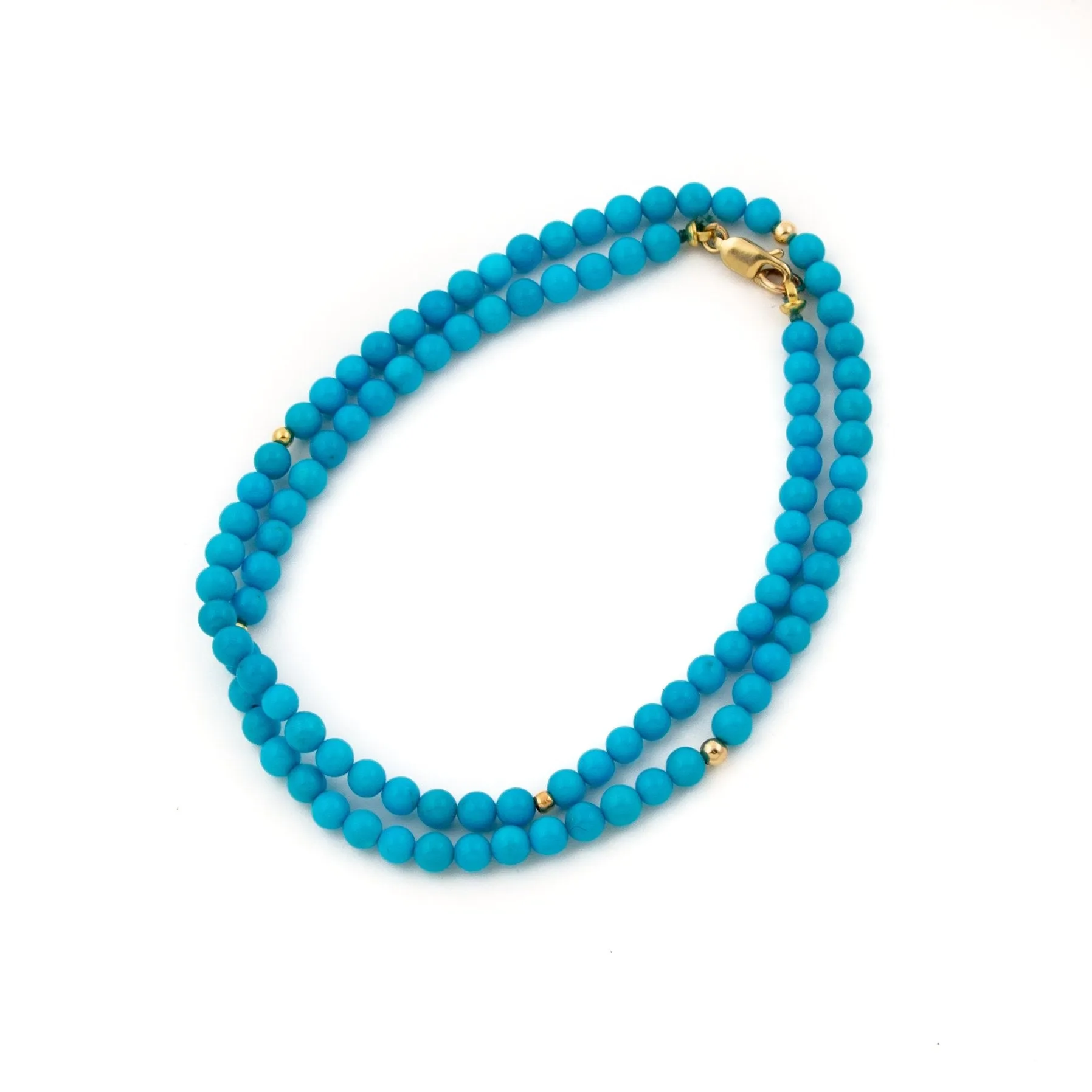 4mm Sleeping Beauty Turquoise and Gold Beads