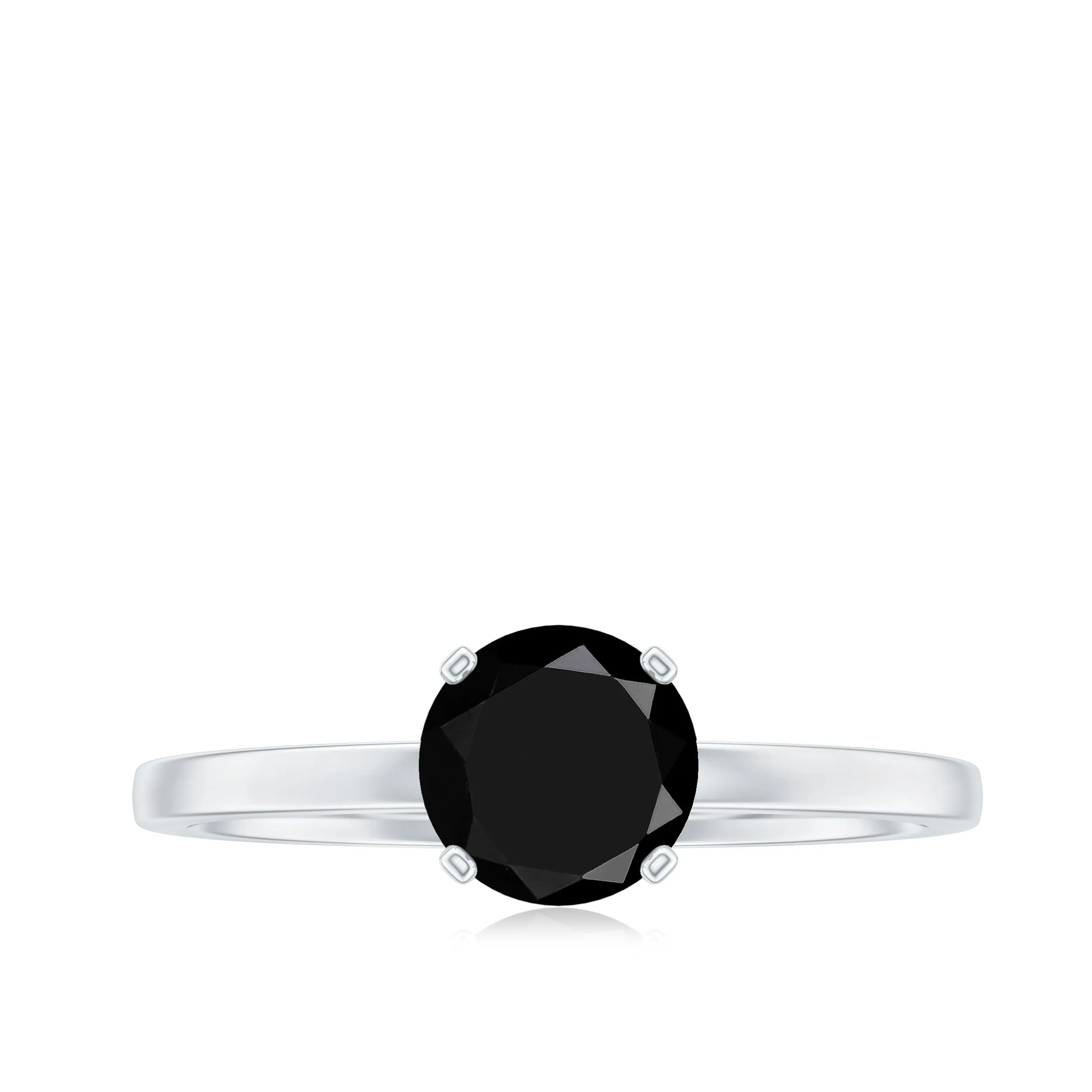 6 MM Round Cut Black Onyx Solitaire Engagement Ring in Gold