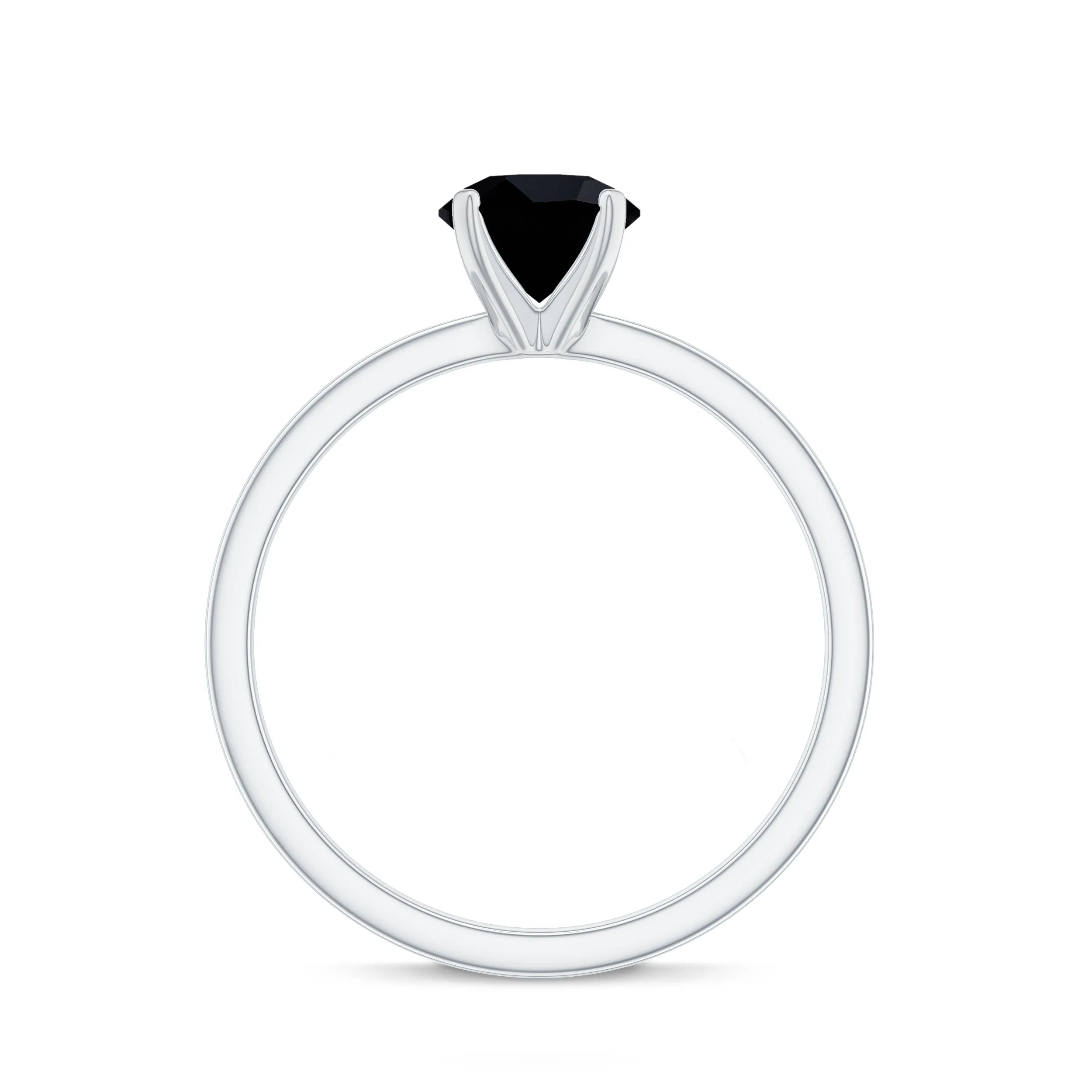 6 MM Round Cut Black Onyx Solitaire Engagement Ring in Gold