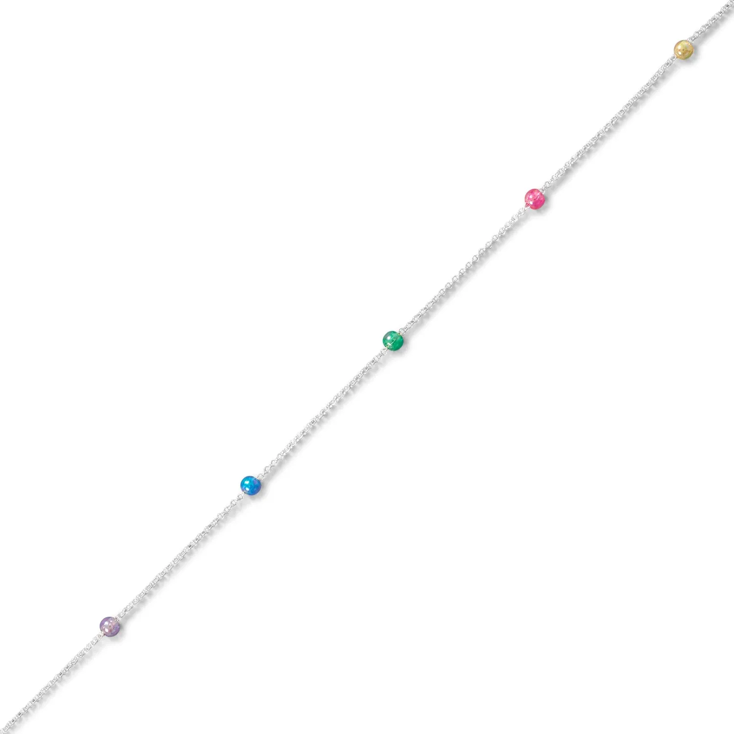 9.25"   1" Muli Color Bead Anklet