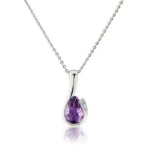 9ct White Gold Amethyst Pendant on Chain MMCH038-6WDAM