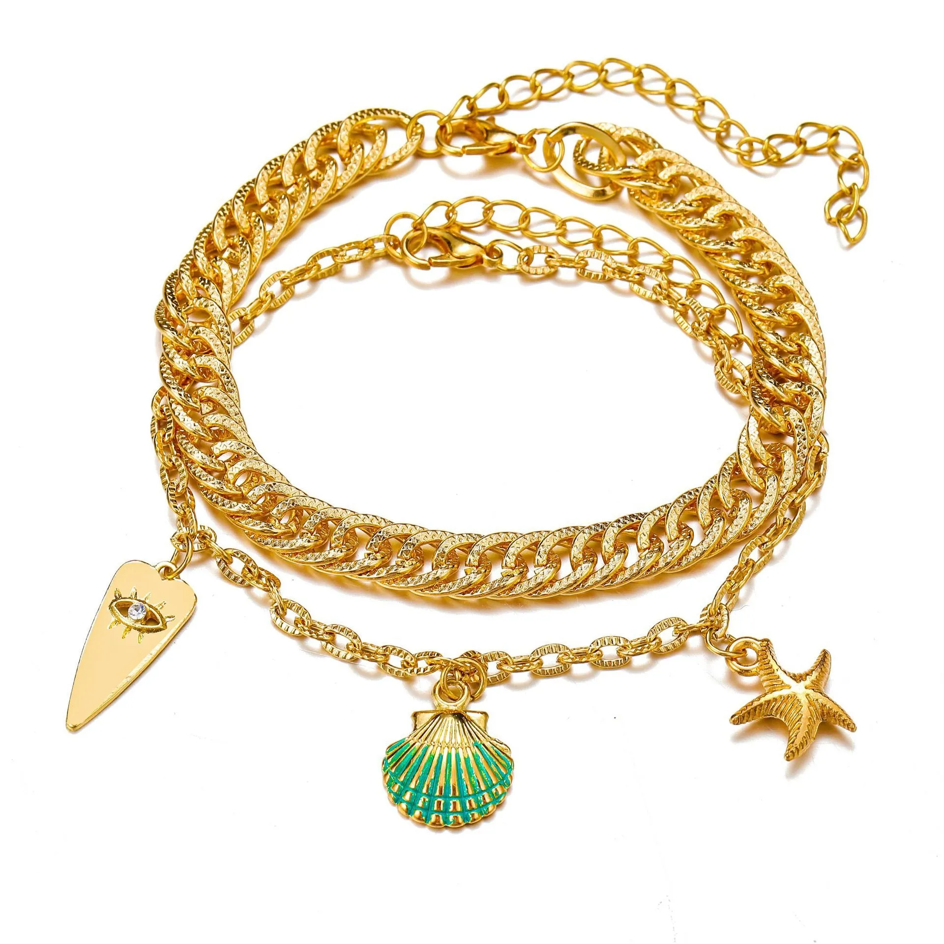 Alloy Starfish Shell Pendant Anklet Women