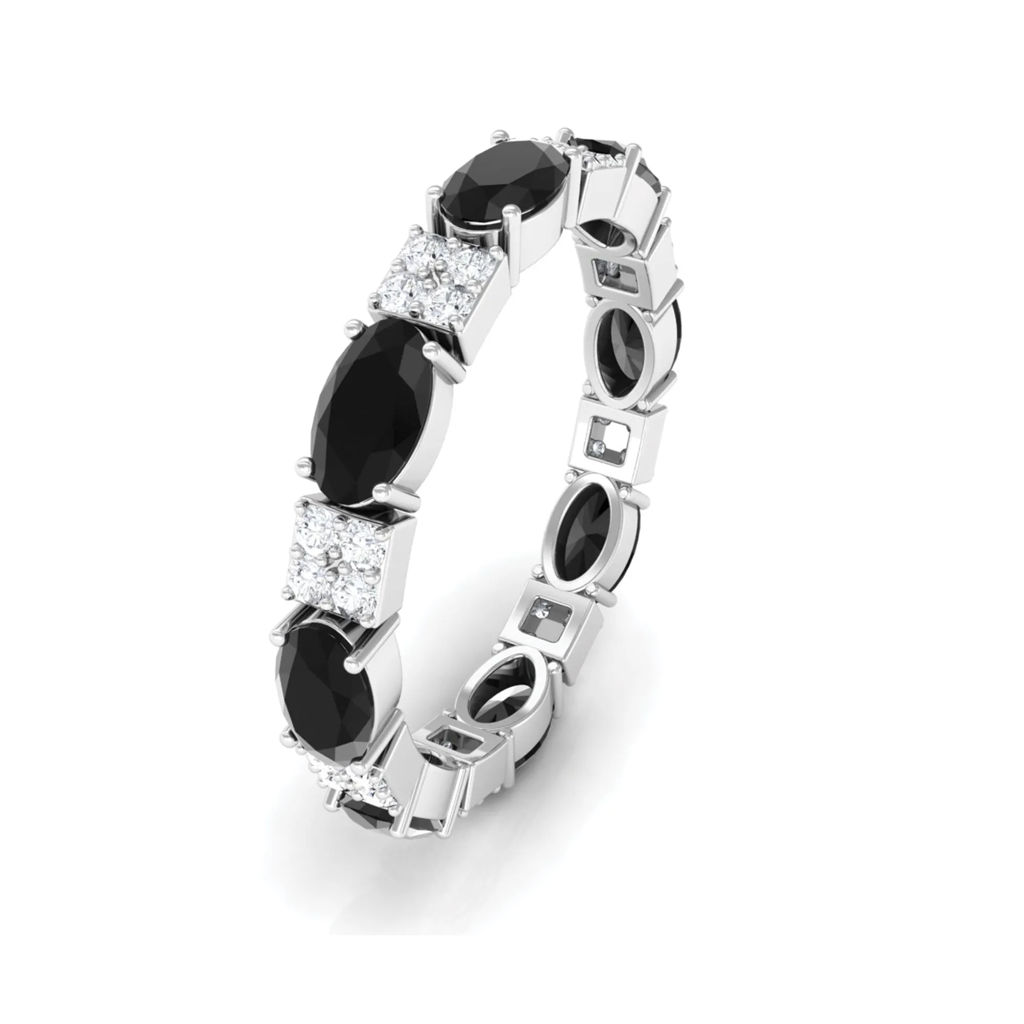 Alternate Black Onyx and Diamond Eternity Ring