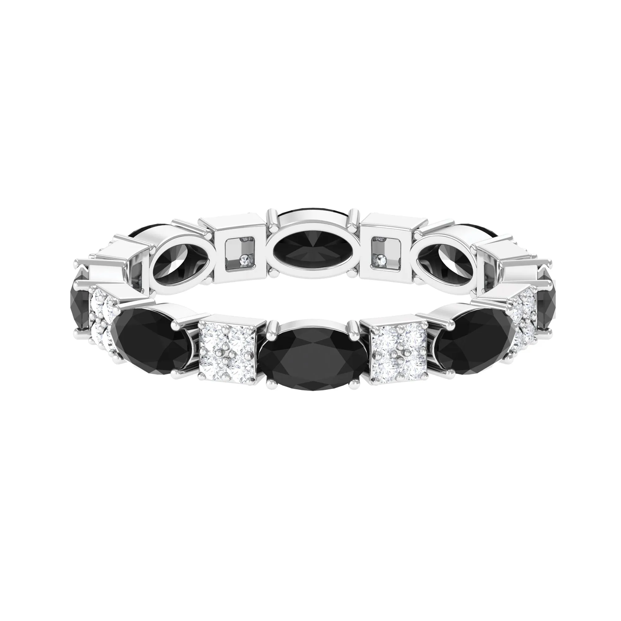 Alternate Black Onyx and Diamond Eternity Ring