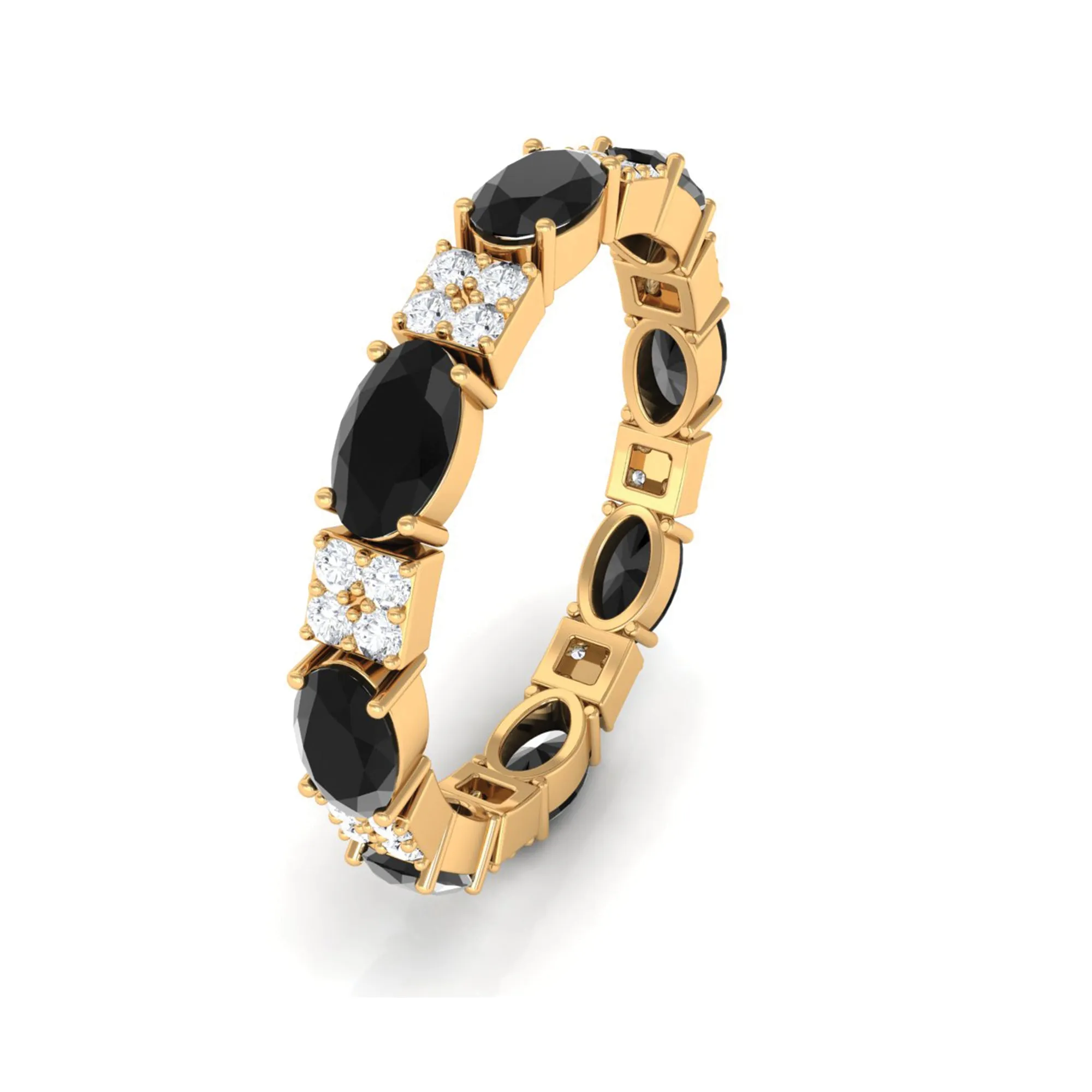 Alternate Black Onyx and Diamond Eternity Ring