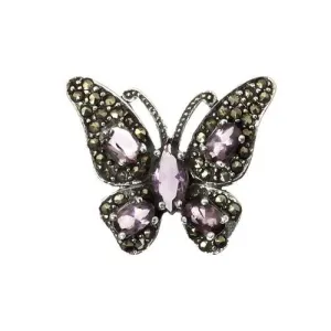 Amethyst Butterfly Silver Pendant