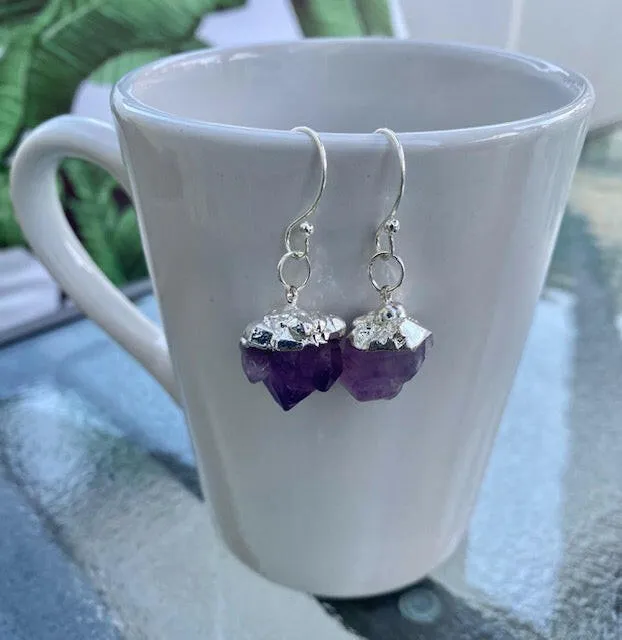 Amethyst Charm Dangle Earrings