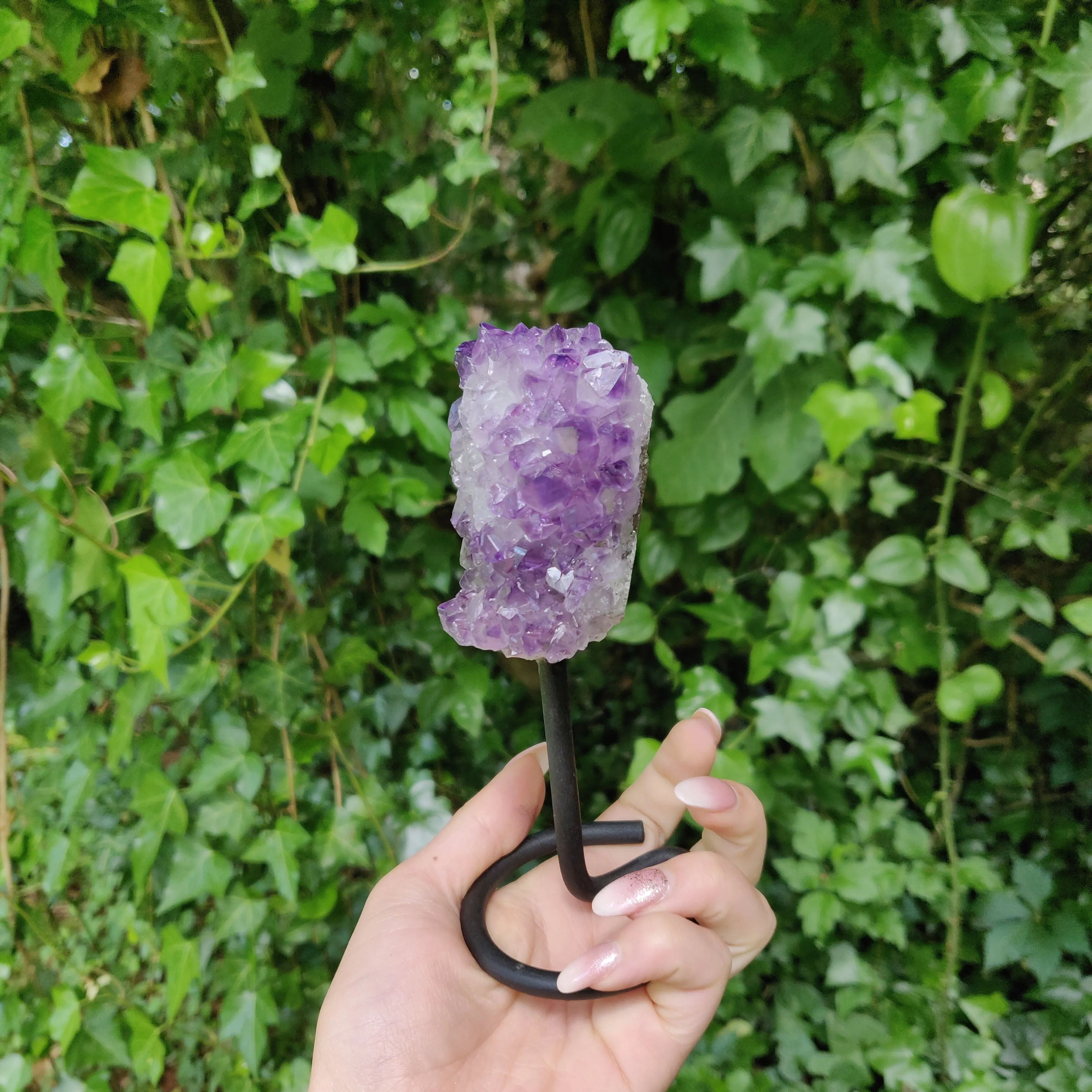 Amethyst Druzy Free Form on Metal Stand (#1)