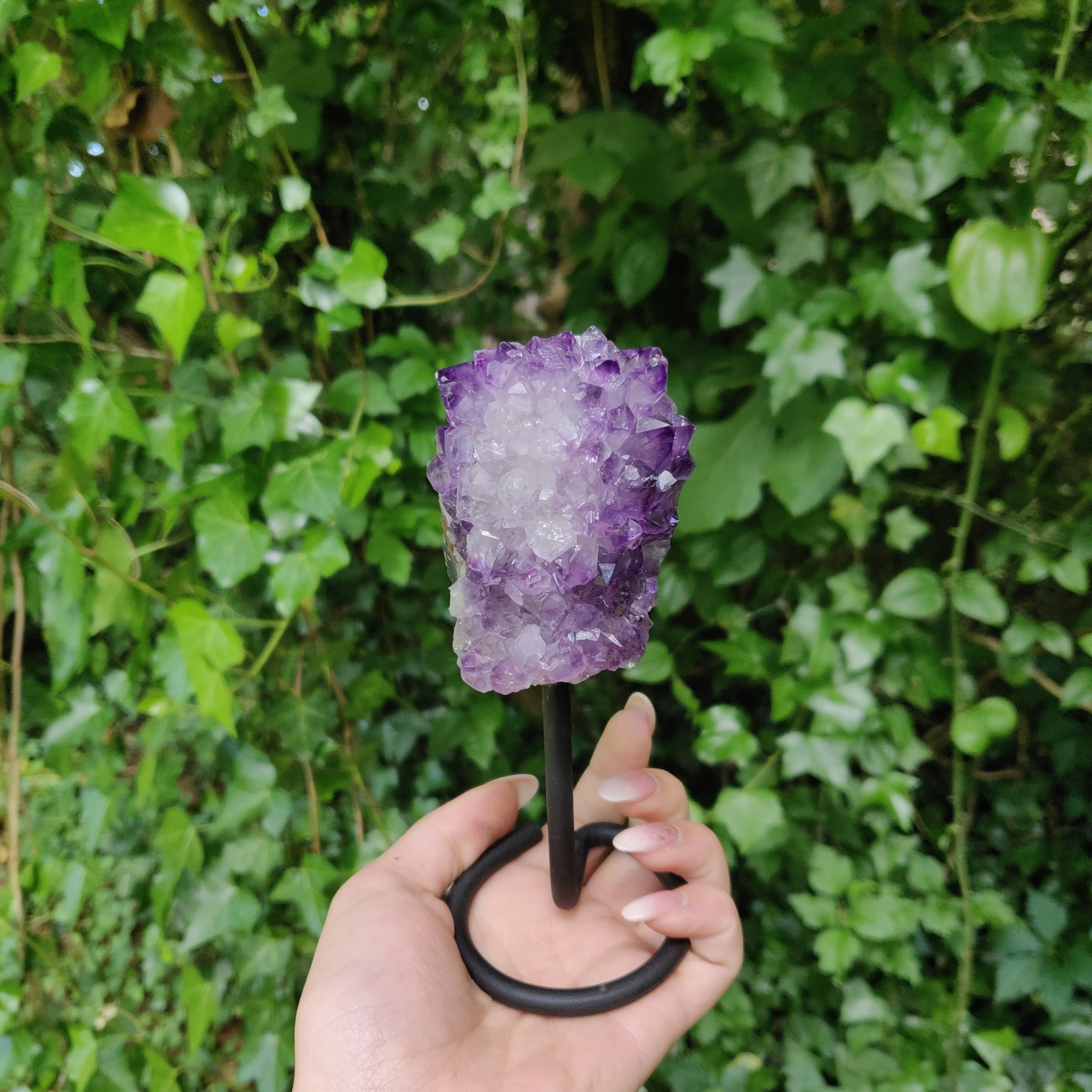 Amethyst Druzy Free Form on Metal Stand (#1)