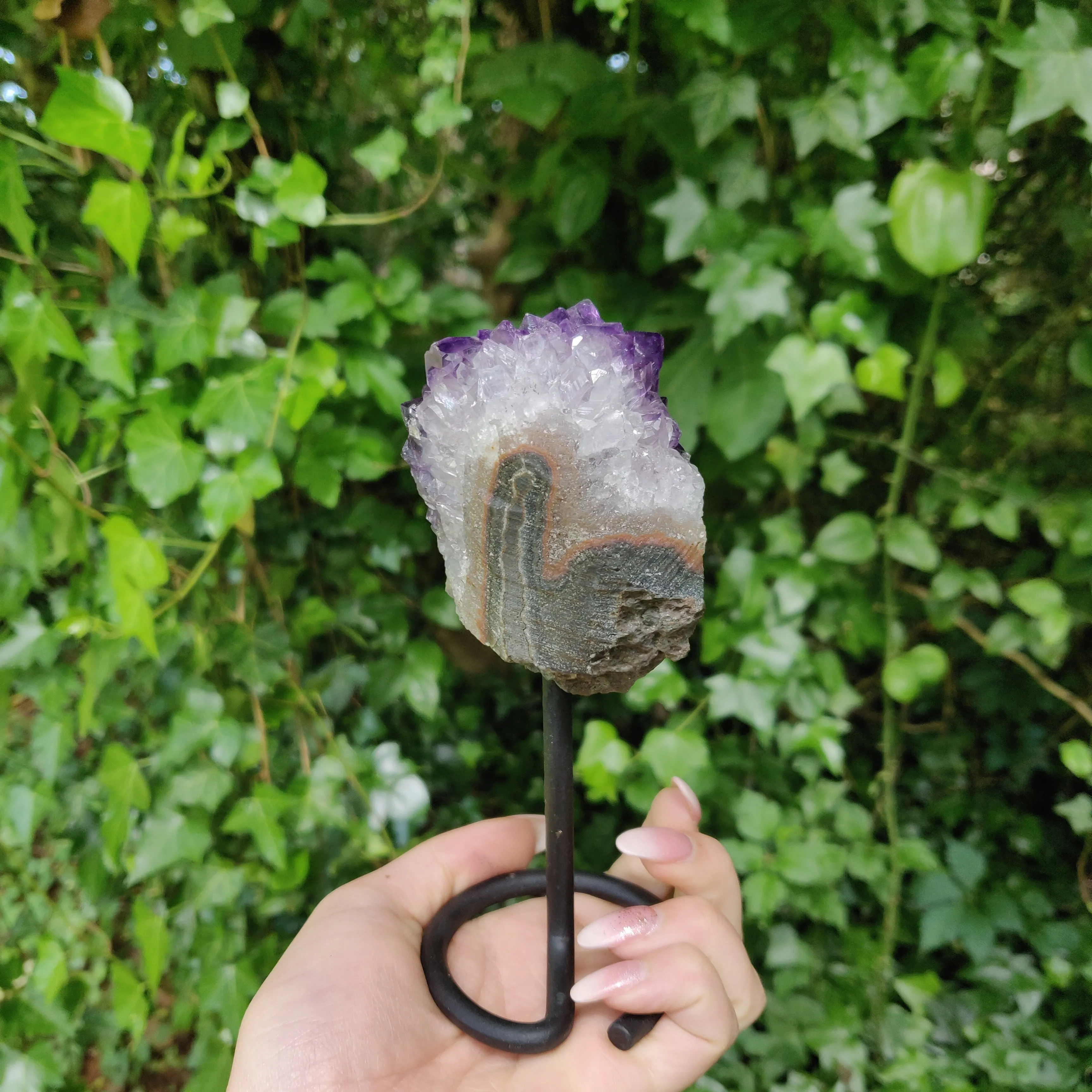 Amethyst Druzy Free Form on Metal Stand (#1)