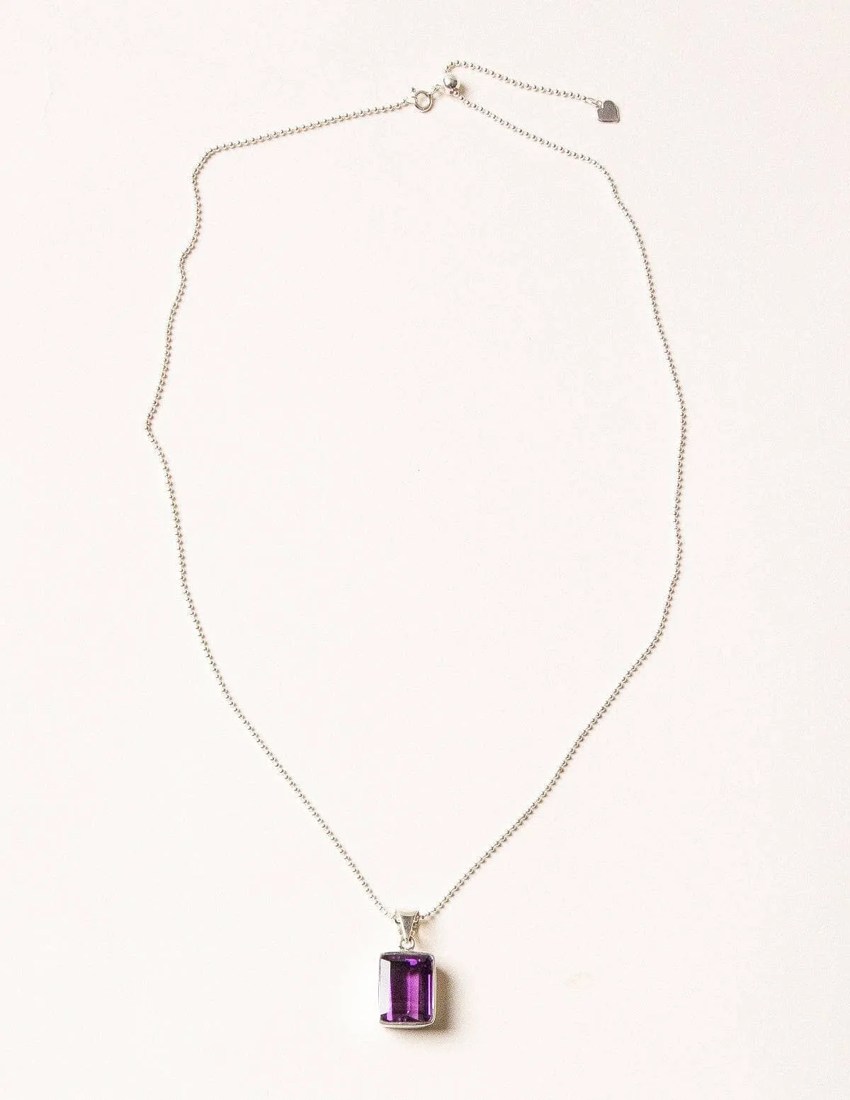 Amethyst Gemstone Mini Pendant - 24 Inch Adjustable Chain