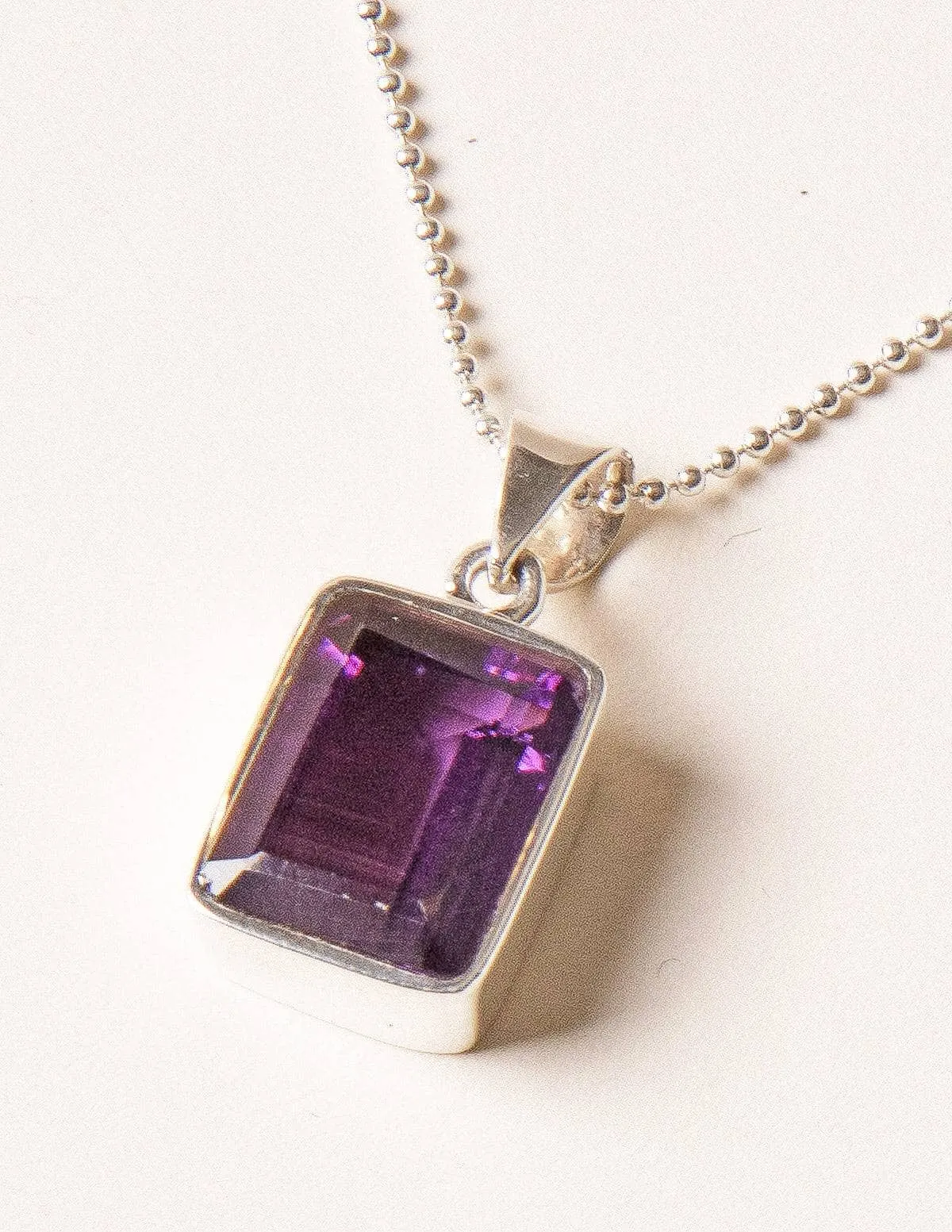 Amethyst Gemstone Mini Pendant - 24 Inch Adjustable Chain