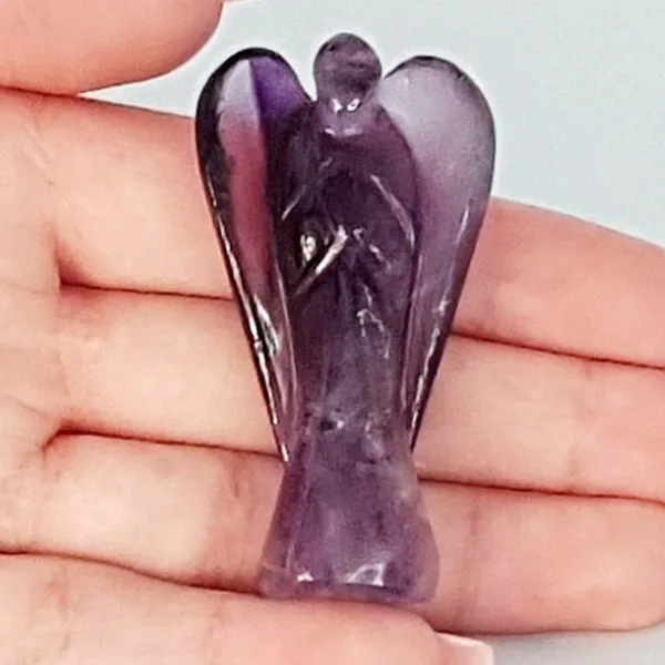 Amethyst Lucky Angel for Reiki Crystal Stone Healing Therapy Natural Crystal Stone Angel Handcrafted Size 2 Inch approx.