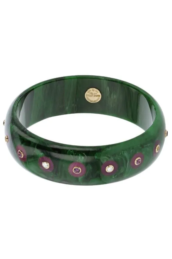 Amethyst White Topaz Green Bakelite Bangle