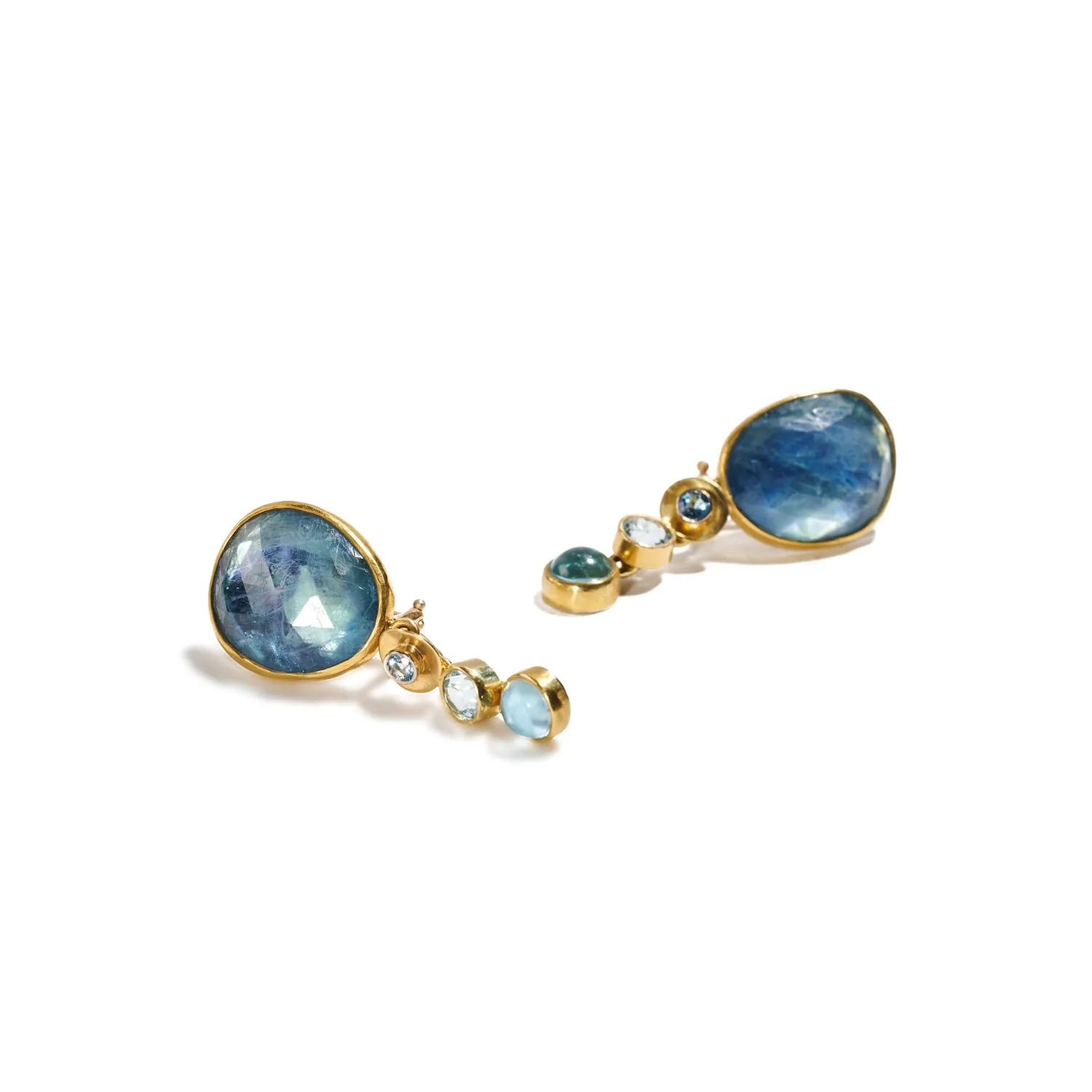 Aquamarine and Gold Earrings