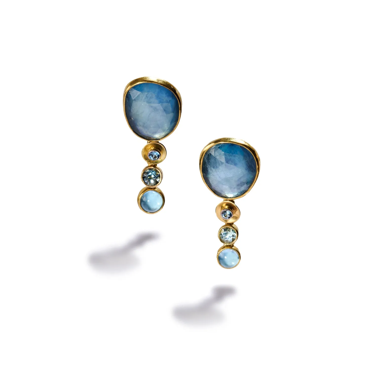 Aquamarine and Gold Earrings