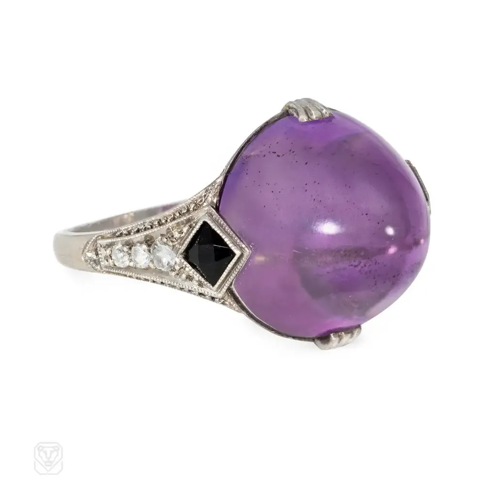 Art Deco sugarloaf amethyst ring