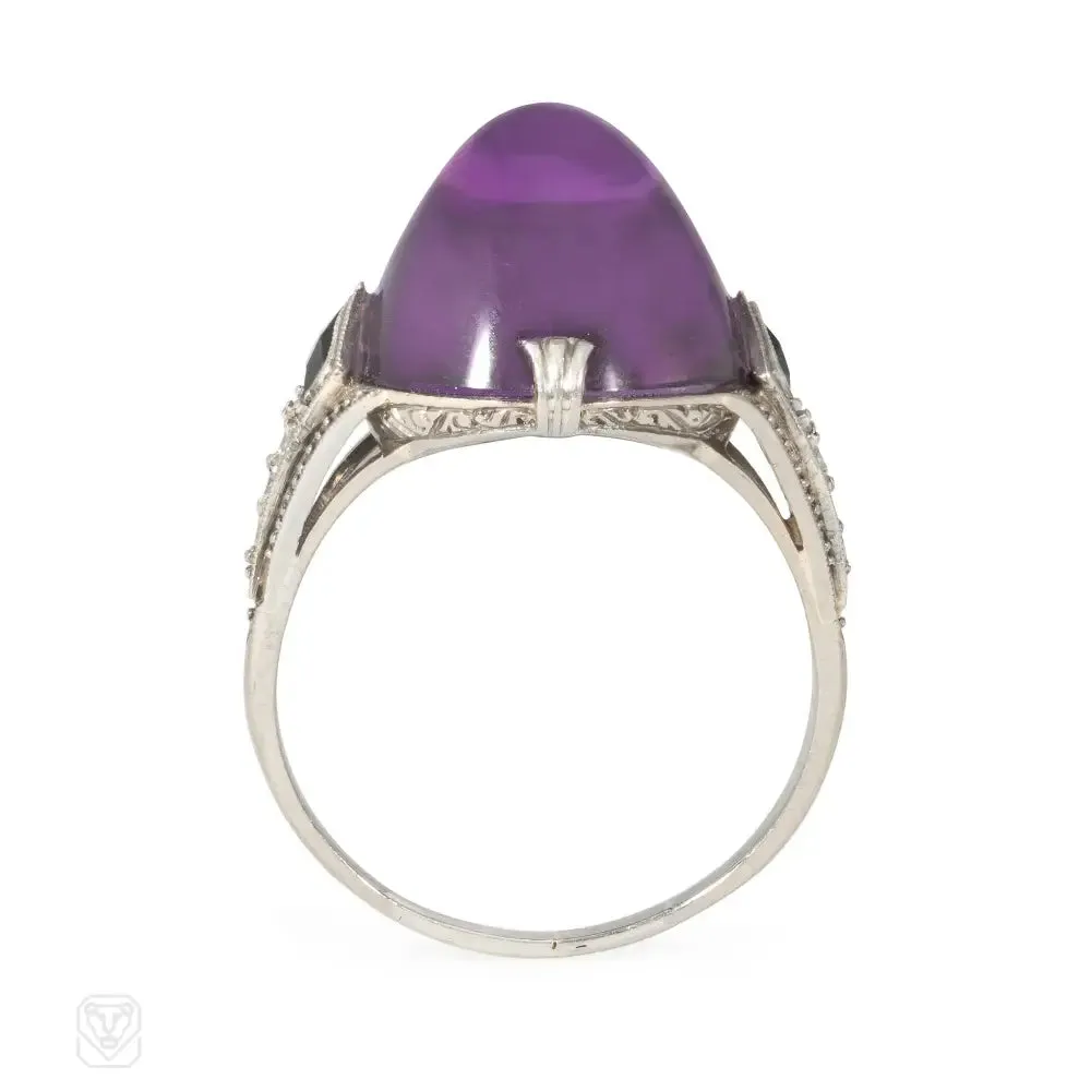 Art Deco sugarloaf amethyst ring