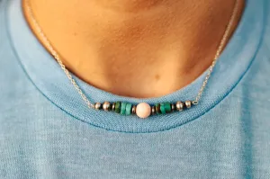 Authentic Silver Pearls and Turquoise Multi Stone Necklace